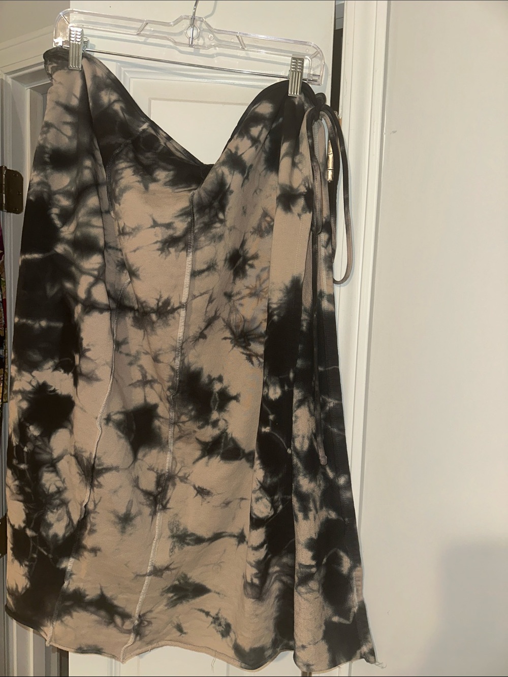 Tie-Dye Black and Beige Wrap Skirt